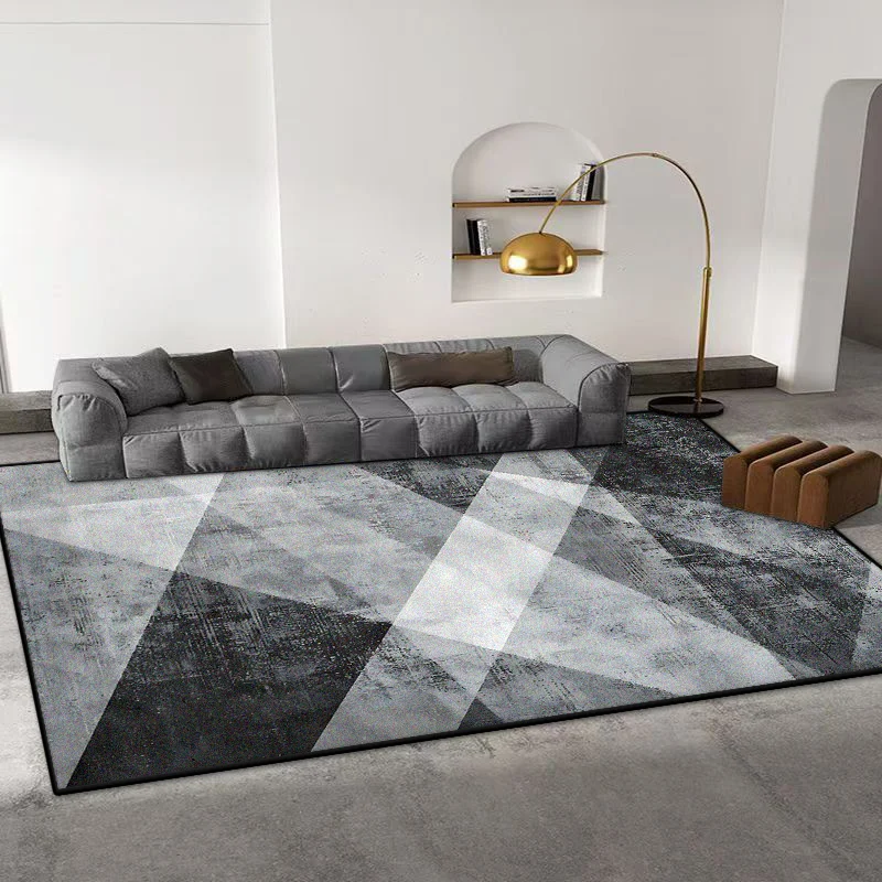 

Modern Gray Geometry Carpet Living Room Home Decoration Luxury Nordic Decor Home Floor Mat Washable Antiskid Rug Dining Room