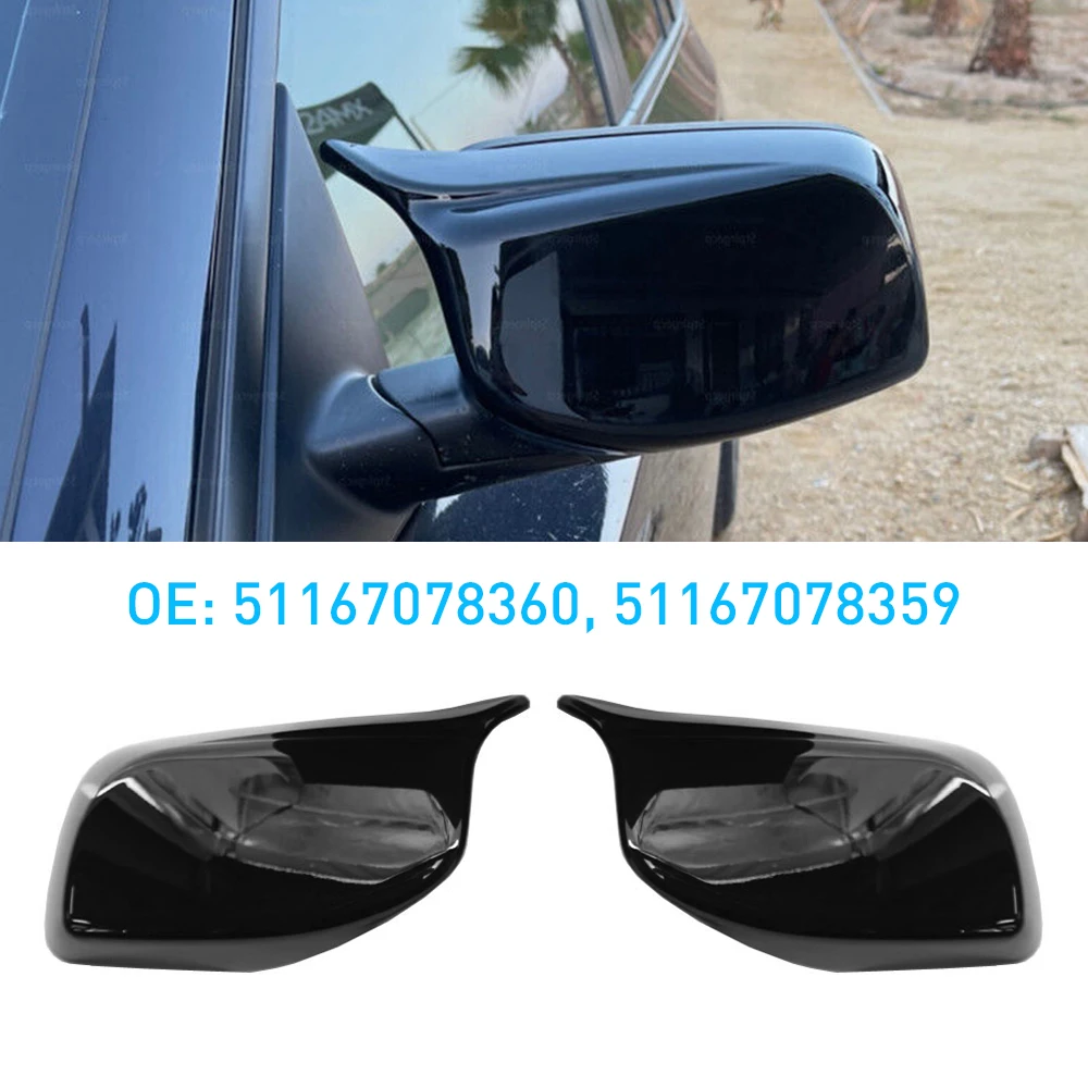 For BMW E60 E61 5 Series 2004-2007 Glossy Black Car Rearview Mirror Cover Side Wing Mirrors Caps 51167078360 51167078359