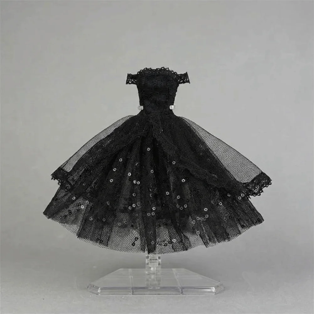 Exquisite Black Dotted Black Princess Dress Lace Tutu Mini Doll Clothes Multilayer Dolls Party Dress Dolls