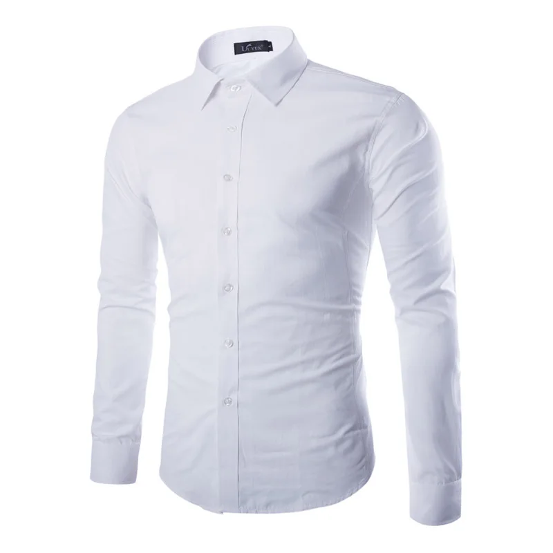 Herren klassisches Slim Fit Langarm Business Shirt vielseitiges einfarbiges formelles Arbeits kleid Langarmhemd