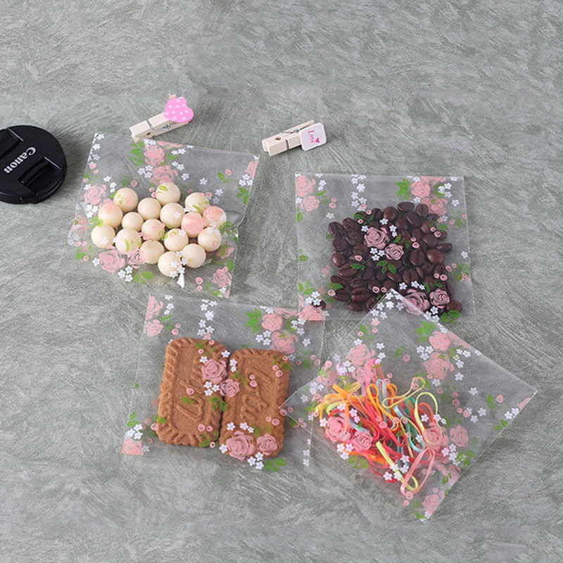 

100pcs 7x7/10x10cm Self Adhesive Cellophane Treat Bag for Candy Cookie Jewelry Packaging Gift Small Businesses Material Supplies