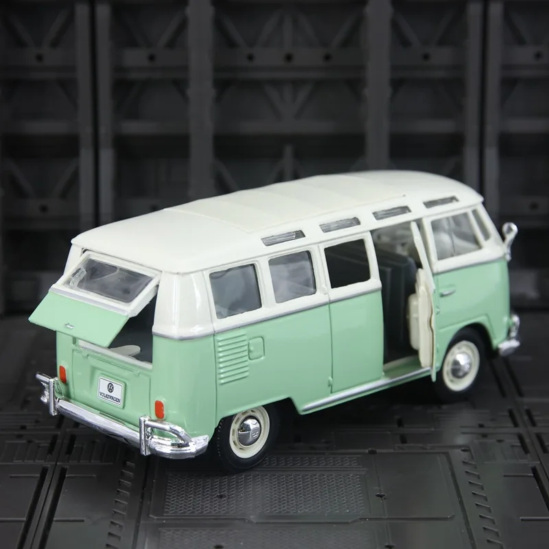 1:24 Scale Simulation Van Samba Retro Bus Alloy Diecast Model Static Vehicle Desktop Ornament Collection Gift For Boy Car Fans