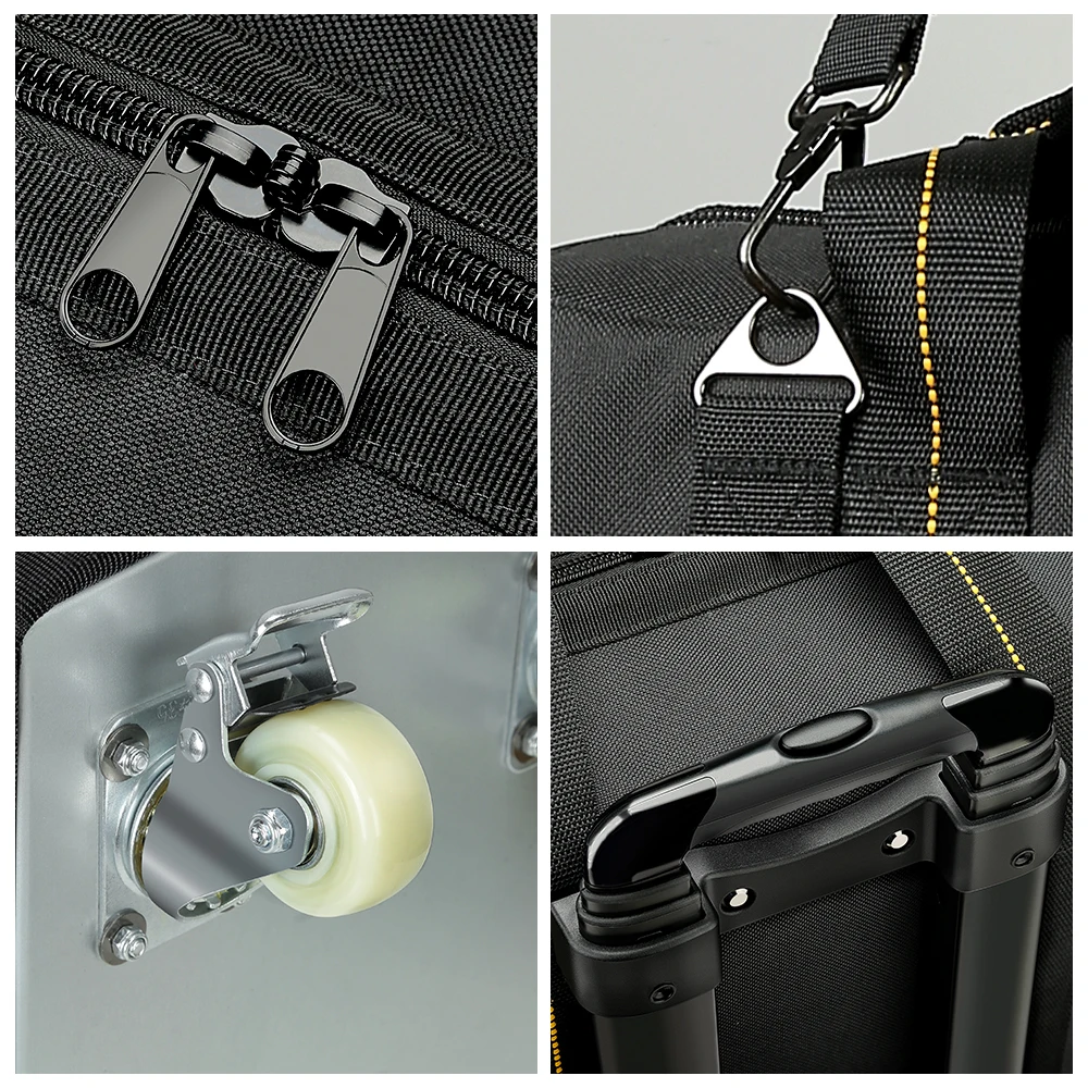  Rolling Tool Bag with Telescoping Rubber Handle and Heavy-Duty Wheel, Rolling Bag,for Electrician, Construction, Men, Women