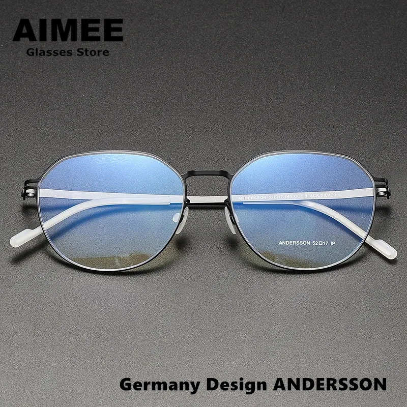 Germany Style Oval Stainless Steel Glasses Frame Men Ultralight Prescription Eyeglasses Women Optical Blue Light Eyewear Gafas