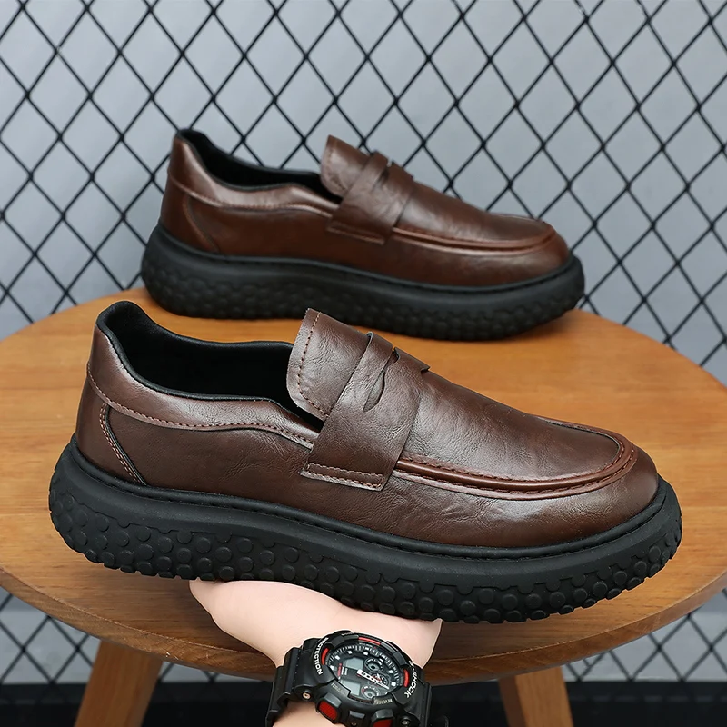 

Breathable Slip-On Loafer Shoe Solid Mens Casual Shoes New Platform Loafers Men Pu Leather Shoes Handmade Men's Dress Shoes