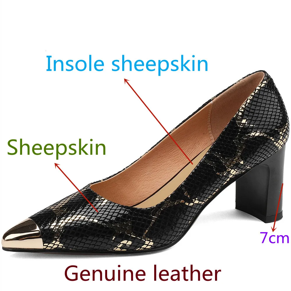 【JOCHEBED HU】Luxury Brand Shoes Genuine Leather for Women  High Heels Ladies Casual Spring Autumn Party Chunky Shoes Ladies34-42