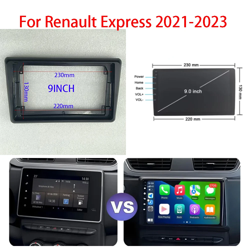 7/9 Inch For Renault Express 2021-2023 Car Radio GPS MP5 Android Stereo Player 2 Din Head Unit Panel Fascias Dash Frame Install