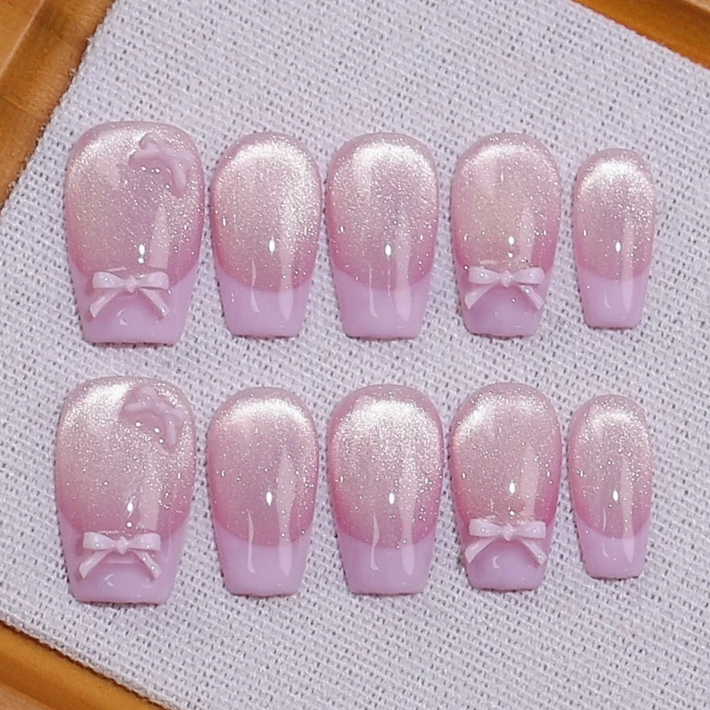 10 قطع زهرة ملونة اليدوية وهمية مسمار نصائح حجر الراين تصميم قصيرة الباليه أظافر صناعية الفن الأبيض الفرنسية يمكن ارتداؤها اضغط على الأظافر #2