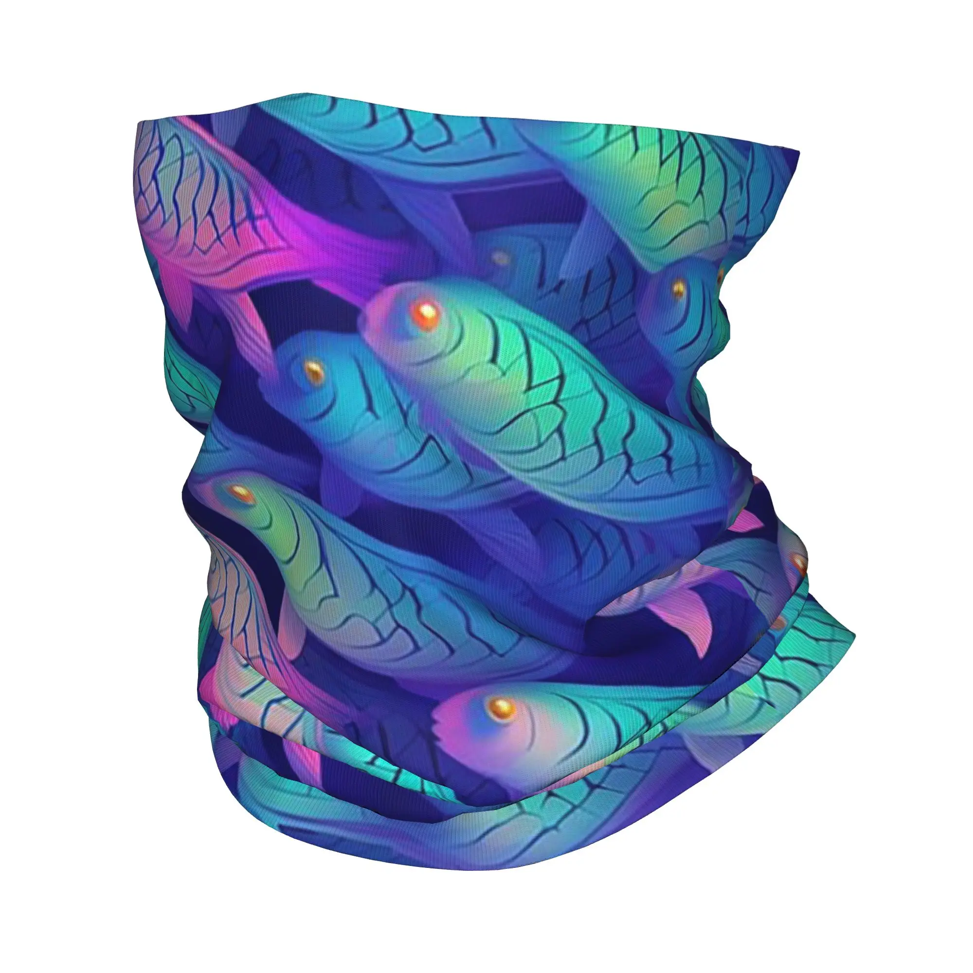 

Радужная бандана с рыбным узором, маска-шарф с принтом, теплая балаклава для езды на велосипеде, для мужчин и женщин, для взрослых