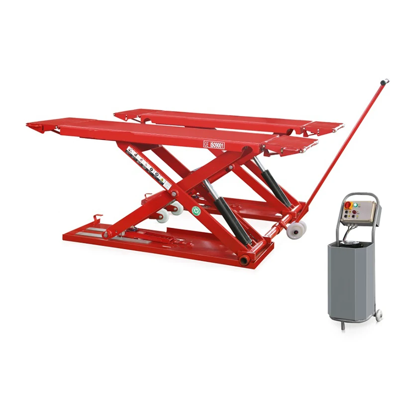 Customization 3000KG Capacity Movable Full Guidance Double Cylinder Low Profile Small Car Scissor Lift