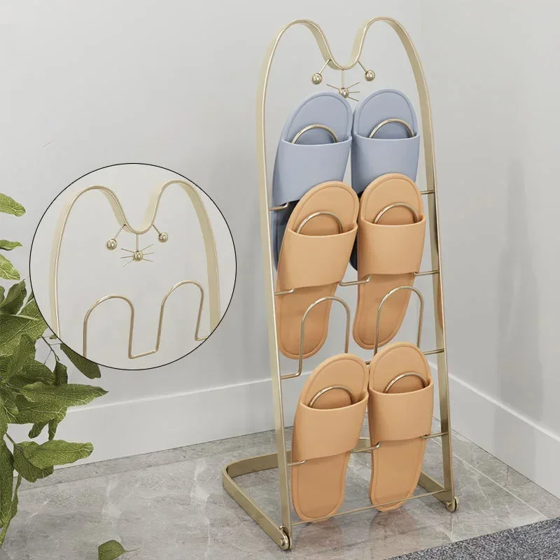 Space Saving Shelf Creative Simple Iron Cat Shoe Rack Slipper Storage Holder Organizer Drainage Drying for Living Room Bathroom