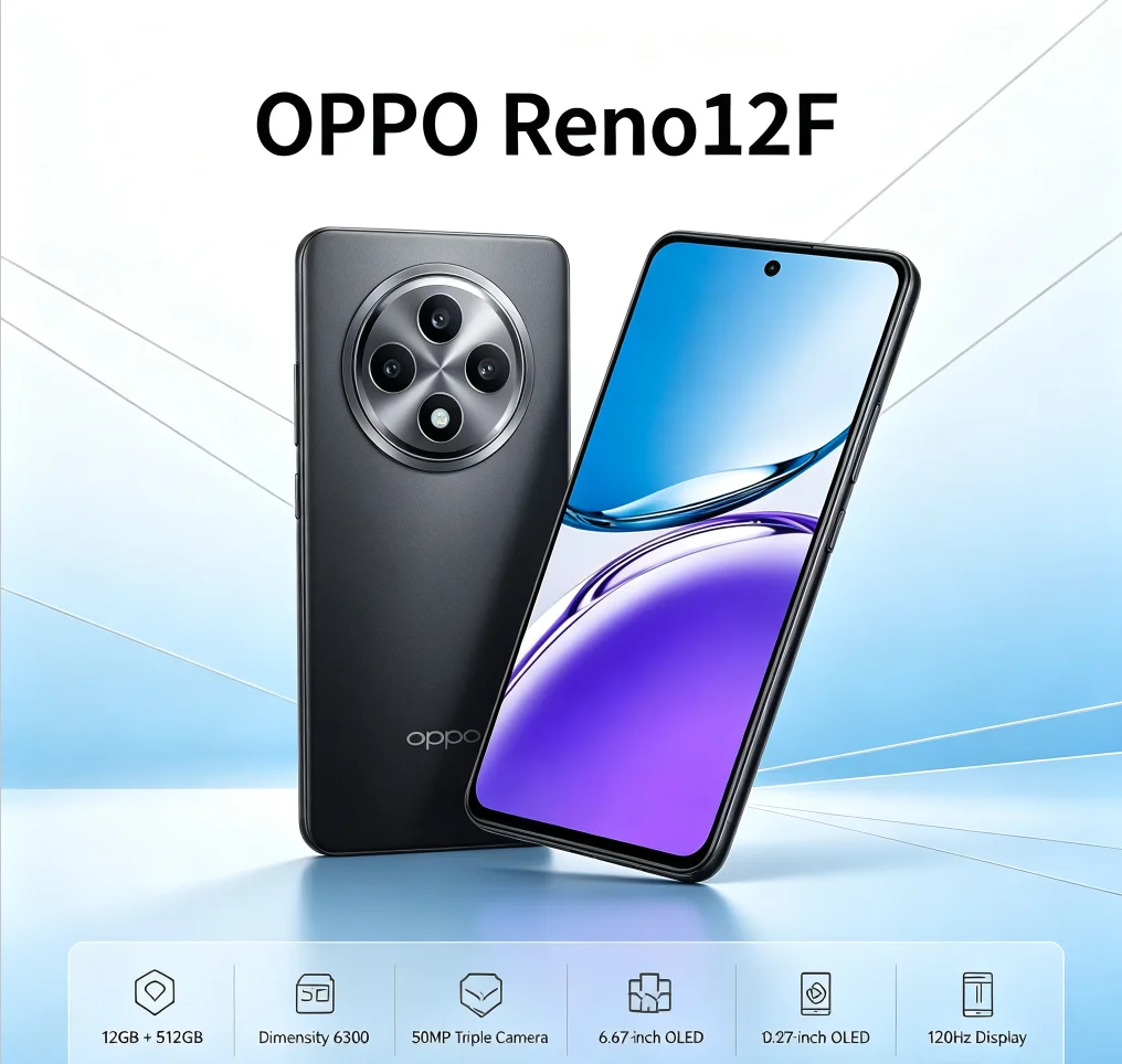2026 OPPO Reno12F new phone Smartphone Model 12GB RAM 512GB Storage High-End Memory for Uninterrupted Usage Official Authentic