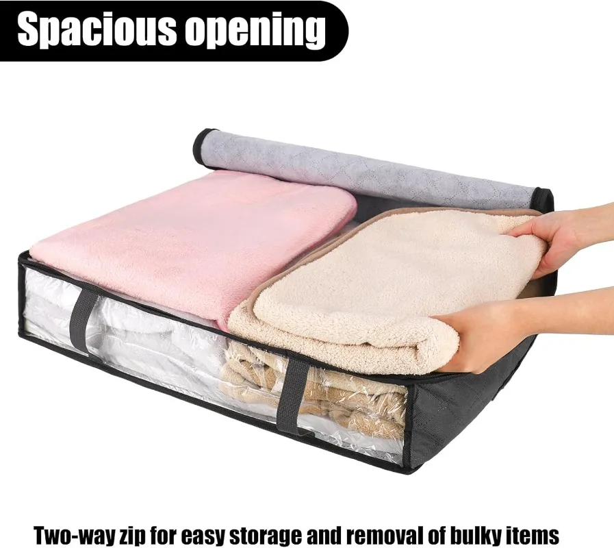 3Pcs Unterbett Lagerung Taschen Vlies Stoff Große Kapazität Kleidung Quilt Lagerung Box Grau Visuelle Staubdicht Kleidung Organizer