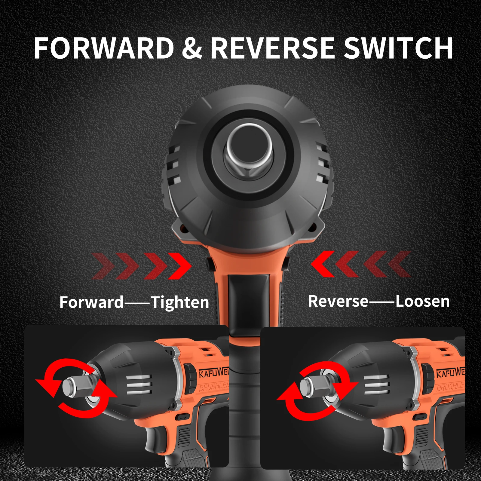 

KAFUWELL P4939A High Torque Wrench 400N.m Impact Cordless Wrench Power Wrench Electric Battery Power Tools Set