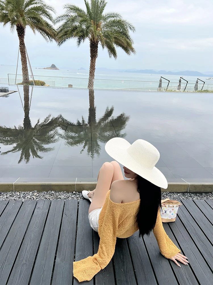 

Женский белый вязаный свитер LADIES FIRST с вырезами, свободный, в стиле оверсайз, новая верхняя одежда, хлопковый, с длинными рукавами, круглый вырез, весна