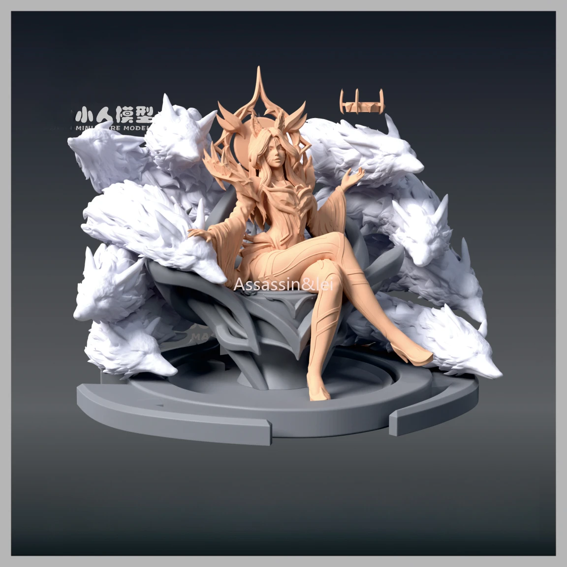 LOL Game animation peripheral figure the Nine-Tailed Fox Ahri 3D resin printing model unpainted white mold 1/12 1/24 1/43 1/64