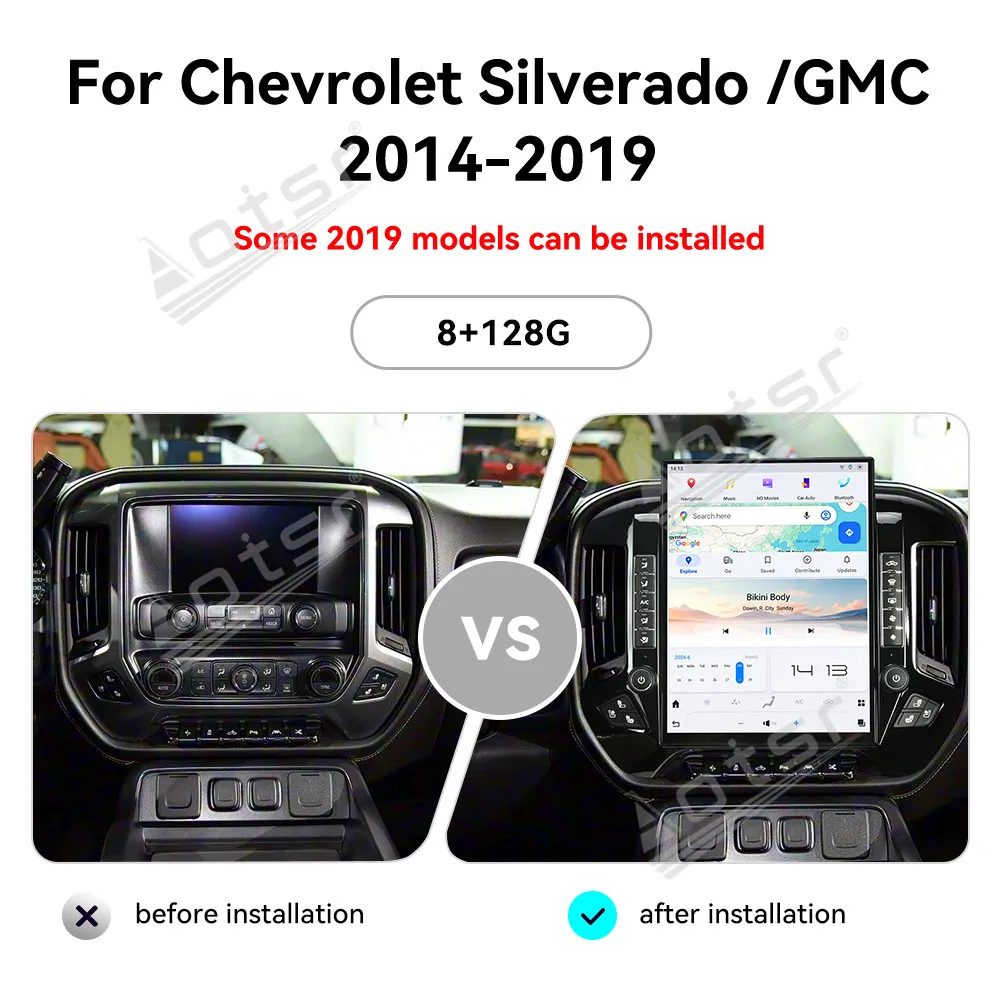 For Chevrolet Silverado 2014-2019 15.6 Inch In-Dash Touchscreen Car Radio GPS Nav Carplay Android Auto Plug & Play Upgrade