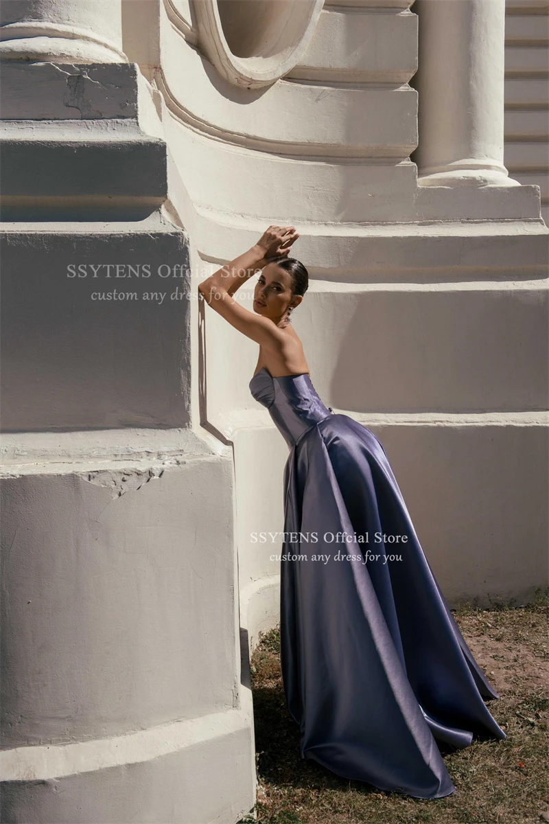 فساتين سهرة أنيقة على شكل حرف a من SSYTENS فستان حفلات على شكل قلب بطول الأرض من الساتان مشد خلفي للحفلات الرسمية حسب الطلب