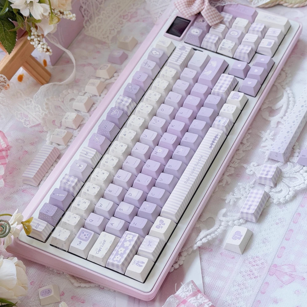 

MAIMOOO Purple Keycaps Light Purple Qimeng Cherry Pbt For Diy Cute Mechanical Aula/Ajazz Keyboard Keycaps 141Keys