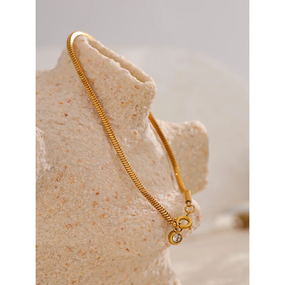 Yhpup Fashion 316L Stainless Steel Exquisite Chain Bracelet Bangle for Women 18K Gold Color PVD Plated Metal Chic Jewelry Gift