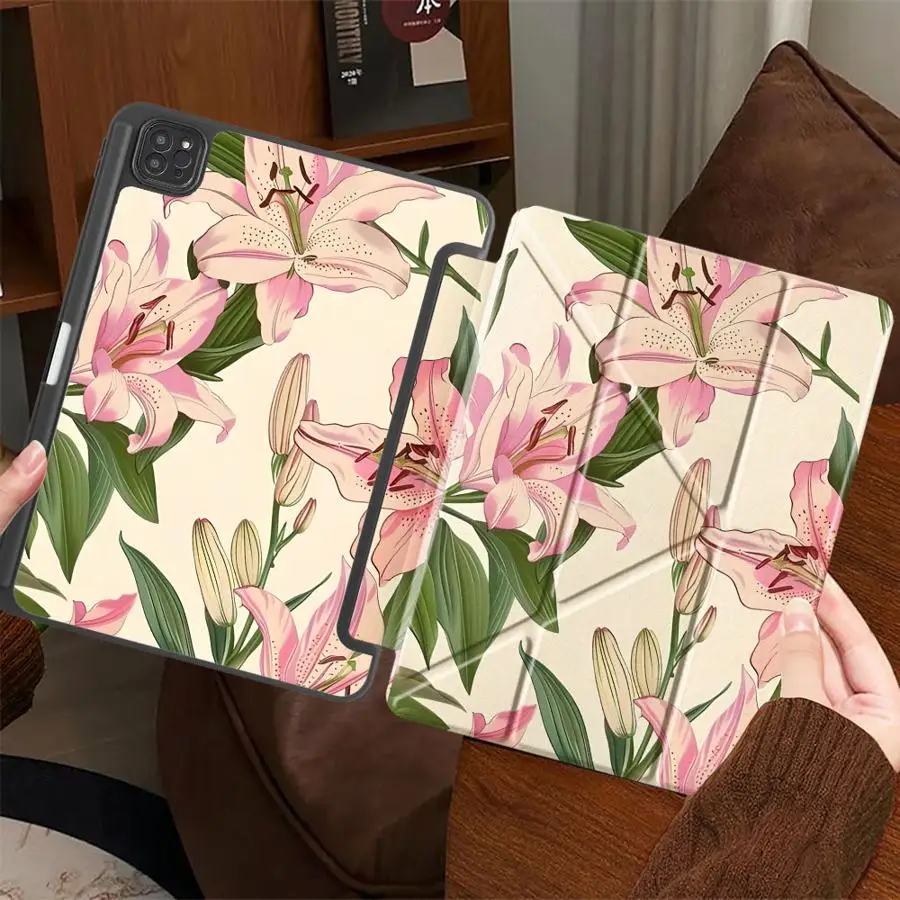 

Чехол-подставка для планшета с цветочным узором для iPad Pro 2025, Mini 6, 7, Air 4, 5, M3, M2, M4, 11 дюймов, Pro 11-го, 10-го, 9-го, 8-го, 7-го поколений, 12.9 дюймов