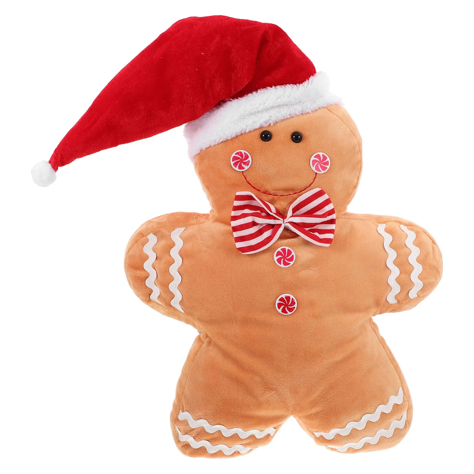 

Christmas Gingerbread Man Pillow Soft Cute Stuffed Holiday Decor Cushion for Kids Sofa Bed Festive Throw Stuffed Gingerbread Man