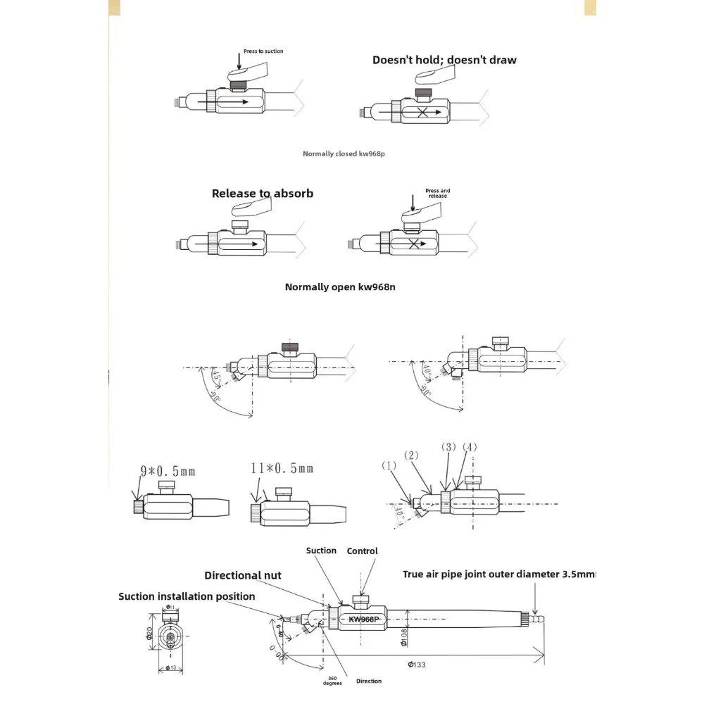 Vacuum suction pen KW968-2000 portable small vacuum pump SMT placement machine