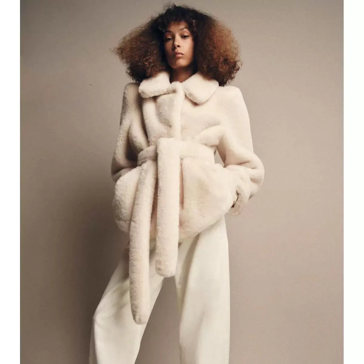 

Autumn New Arrival Women's ZW Series Faux Fur Effect Coat Jaet 3945240 Casual Commute Sle Loose Fit Long Sve Coat