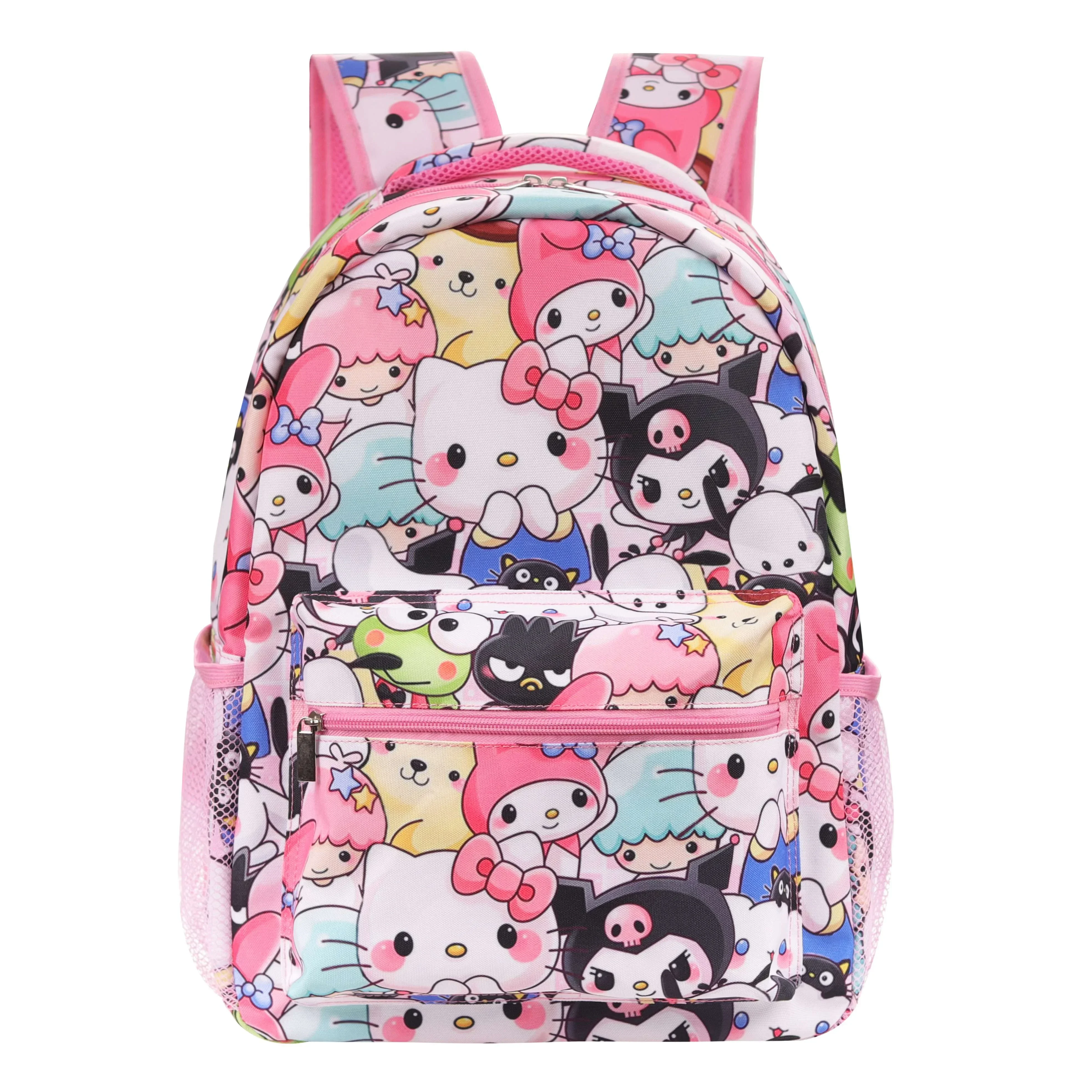 MINISO HOT Sanrio HelloKitty Kuromi Cinnamoroll Backpack Cartoon Cute Anime Schoolbag, Kawaii Preppy Travel Schoolbag Bookbag