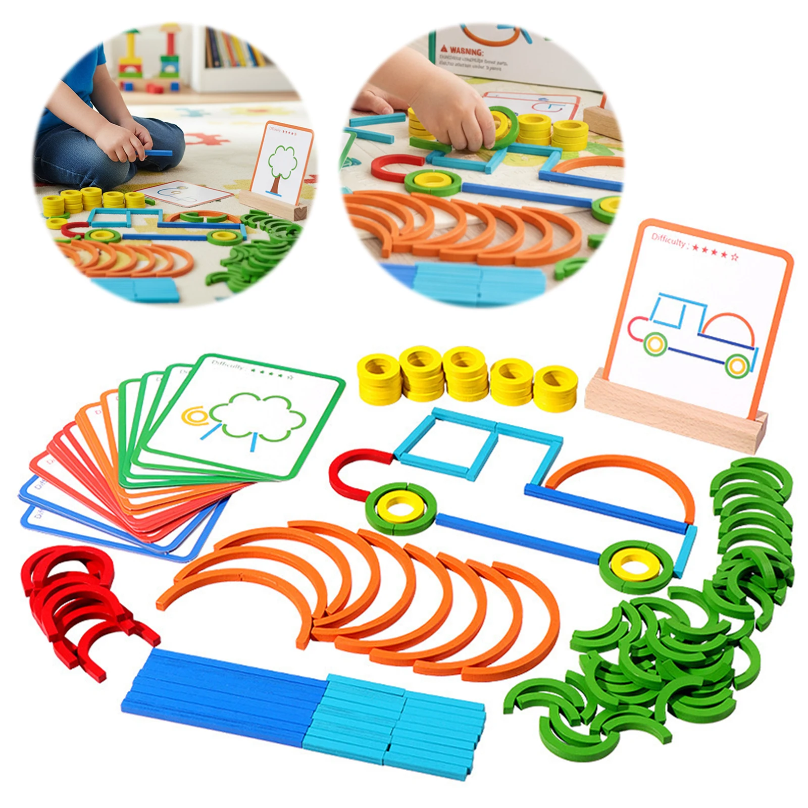 1 ชุด ตัวต่อไม้รูปวงแหวน ของเล่นเสริมพัฒนาการเด็กเล็ก แบบมอนเตสซอรี่ เสริมสร้างความคิดสร้างสรรค์ สำหรับเด็กก่อนวัยเรียน อายุ 3 ปี ของเล่นใหม่