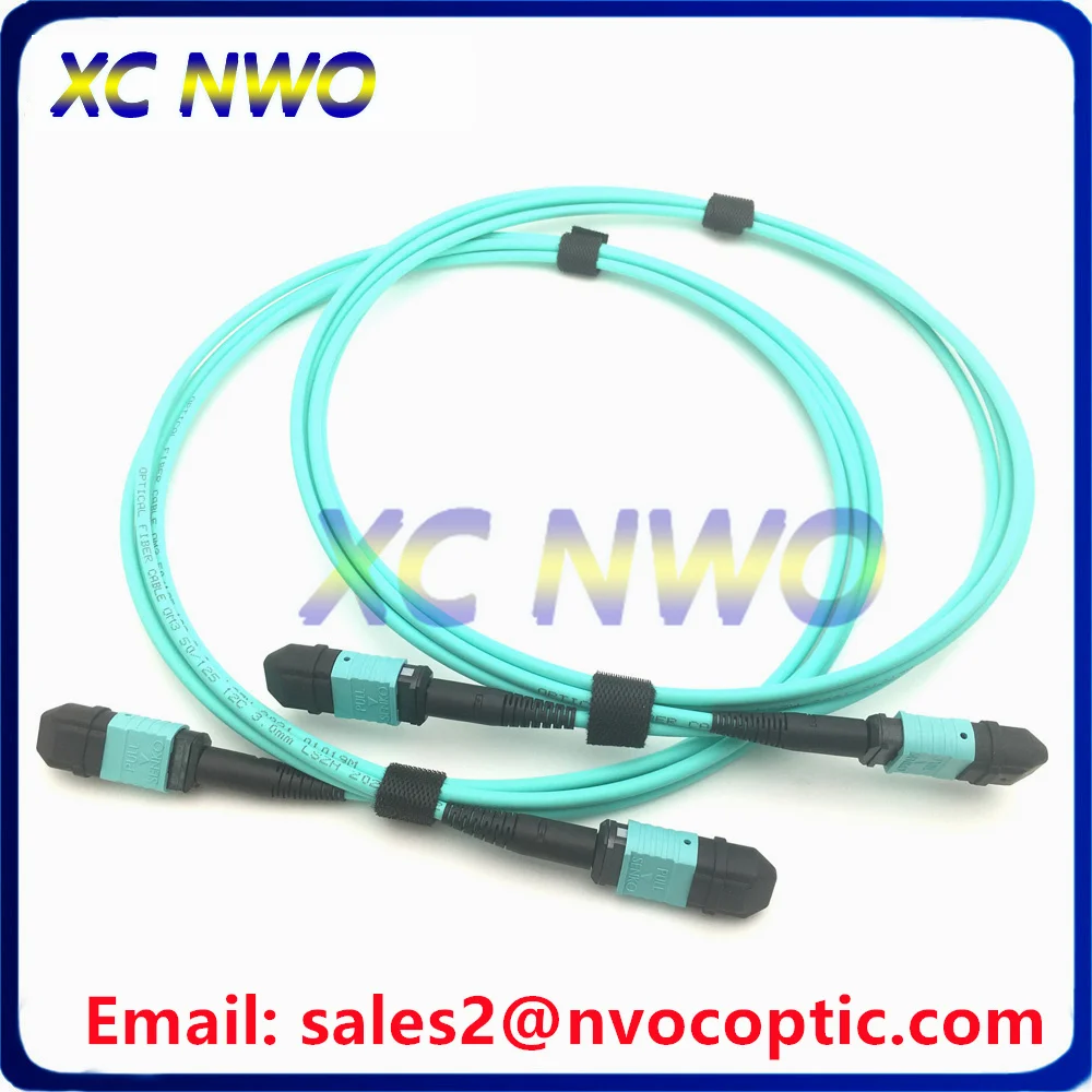 12Core,MM,OM3,3.0mm LSZH Mini Round Cable Aqua MPO/UPC Female to MPO F 2M Fiber Optic Patch Cord Jumper Cable Low IL 0.35dB