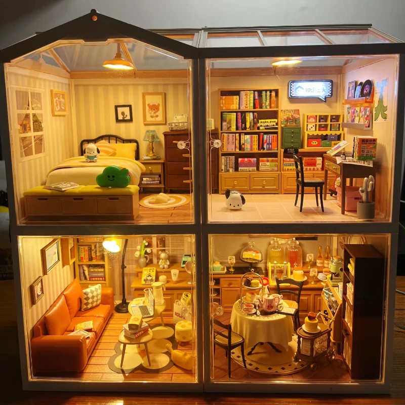 World Cabin Scene DIY Toy Milk Tea Building Blocks Handmade House 3D Assembly Model Girl Miniature Gift Building Blocks