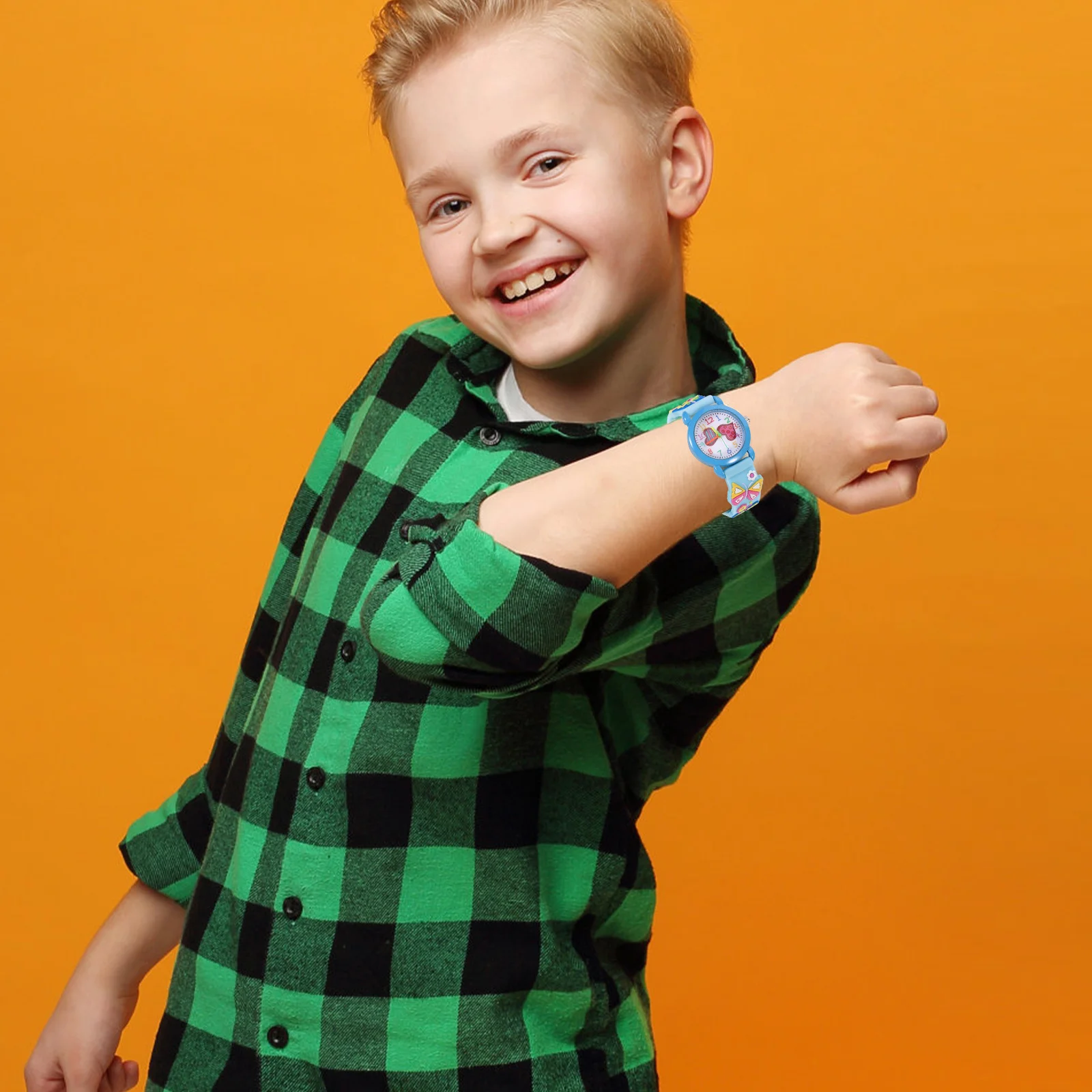 1 ชิ้นนาฬิกาการ์ตูนผีเสื้อนาฬิกาทันสมัยน้ำหนักเบาขนาดกะทัดรัดง่ายต่อการอ่านนาฬิกาข้อมือสำหรับ