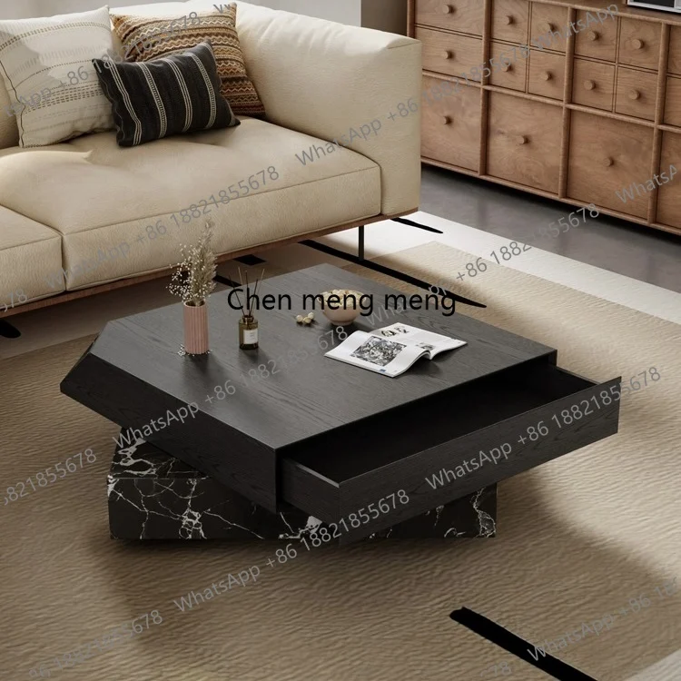 

Italian minimalist square coffee table rotating designer living room home high-end small apartment tea table