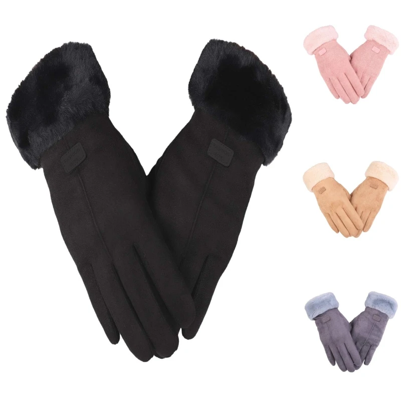 

Новые модные зимние теплые перчатки, осенние женские милые пушистые варежки на термоподкладке, женские варежки с длинными пальцами, спортивные перчатки на открытом воздухе