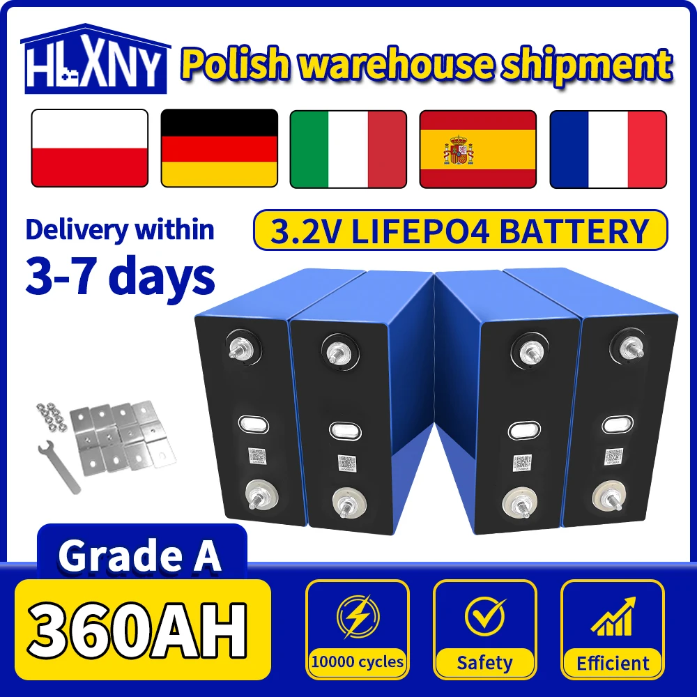 Nouveau 10000 cycles 3.2V LiFePO4 batterie 360Ah Grade A LFP batterie bricolage 12V 24V 48V, adapté aux RVs, EV, Camping, batterie solaire
