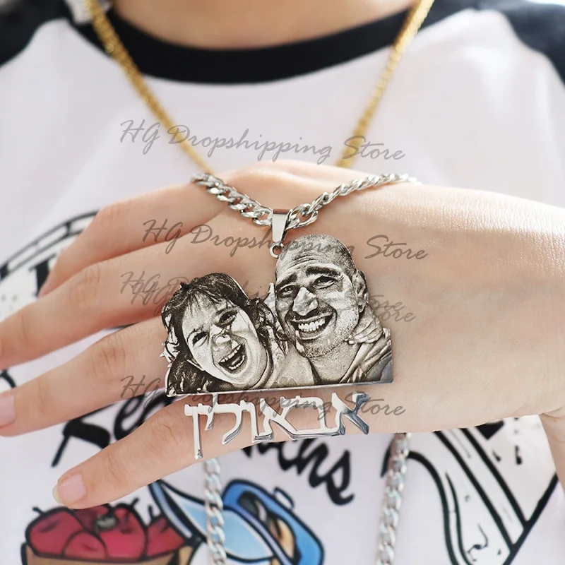 Personalisiertes Bild, Namensschild-Anhänger, individuelle Foto-Halskette, gravierte Porträt-Halskette, Weihnachtsgeschenk für Kinder, Schmuck, Familiengeschenke – Detail 11