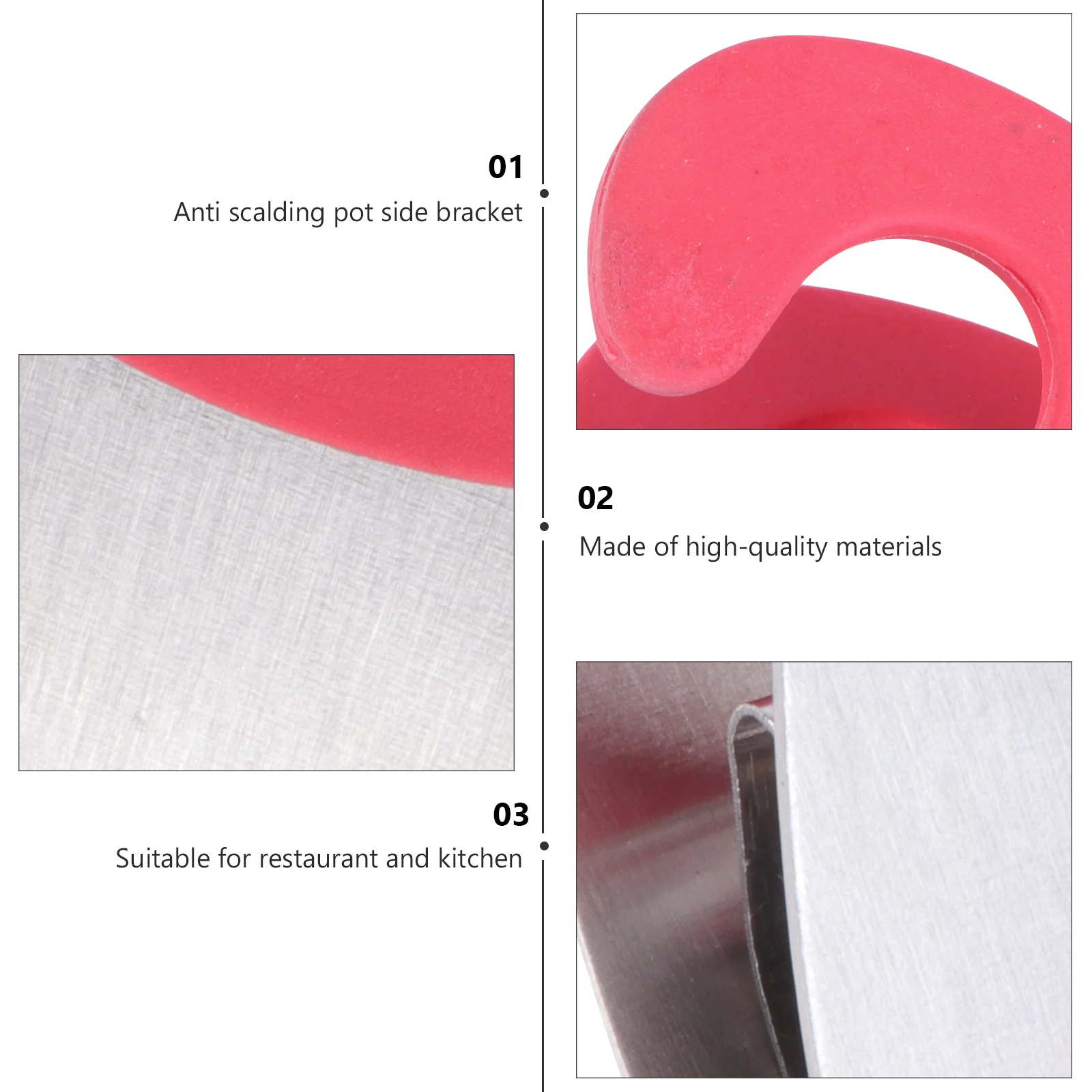 

2Pcs Stainless Steel Pot Clip Spoon Rest Portable Rubber Anti-Scald Kitchen Utensil Holder Cooking Helper Spoon Clip