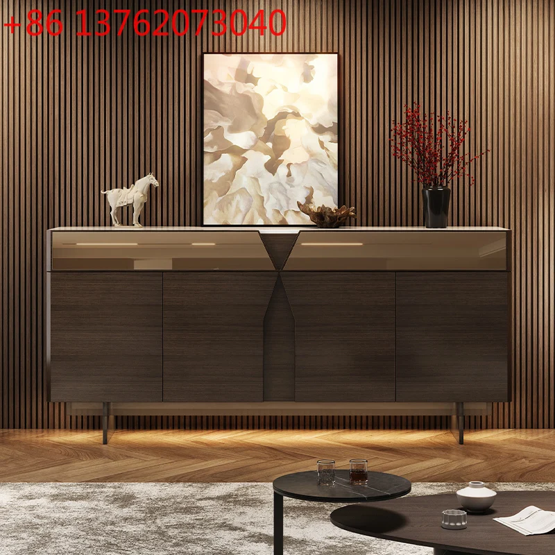 Italian light luxury marble dining side cabinet high-end customer restaurant storage cabinet
