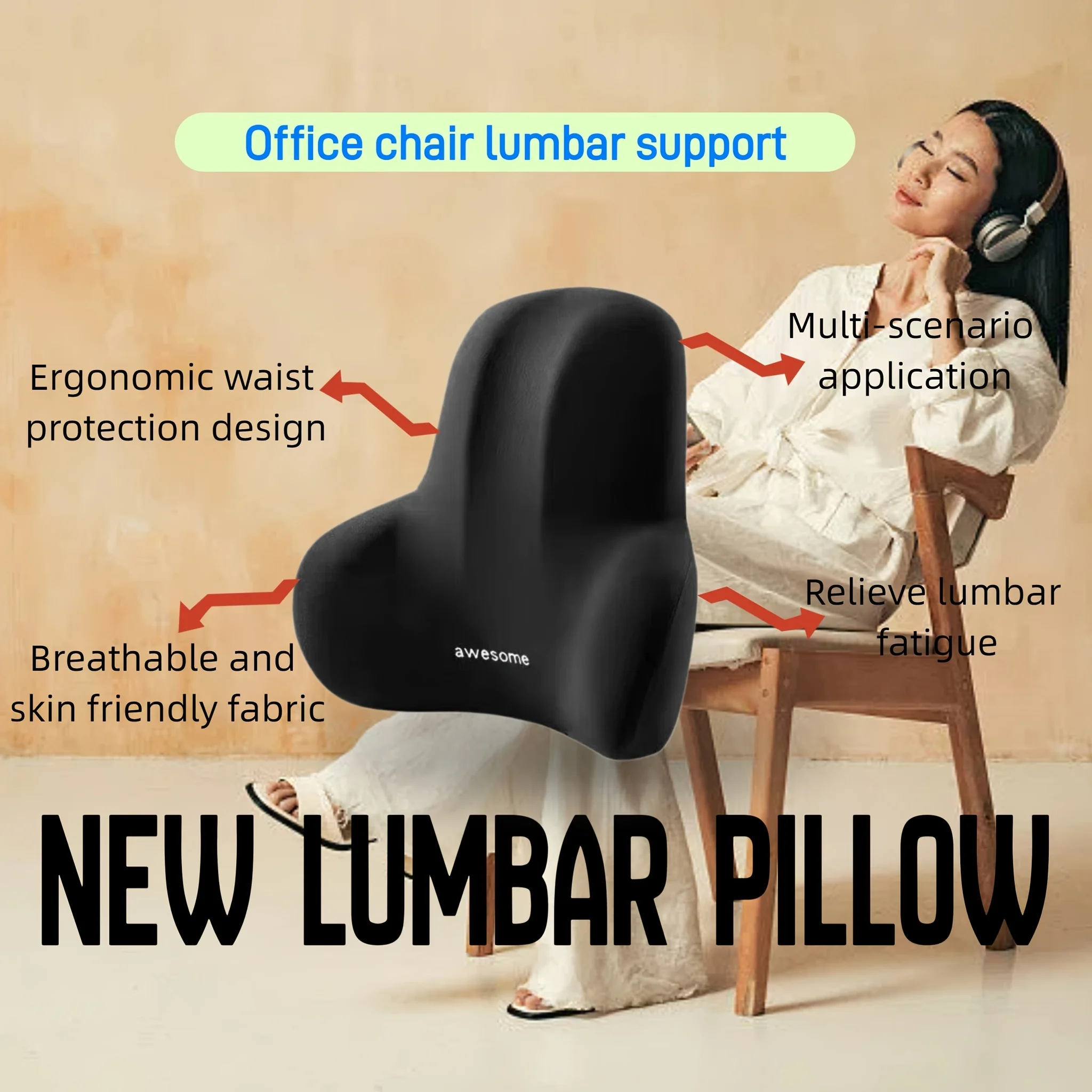 Lumbar Support, Office Cushion Pad for Long-term Sitting AndWaist Protection, Pregnant Women's Lumbar Pillow/lumbar Cushion