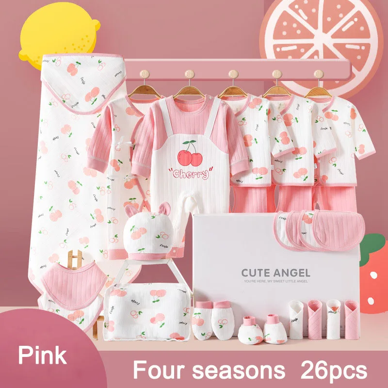 24/26 Pieces/0-3Months Newborn Baby Clothing 100% Cotton Kids Clothes Suit Printing Unisex Infant Boys Girls Fruit Clothing Set