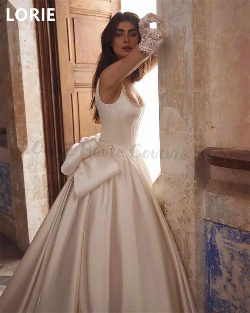 LORIE A-line Spaghetti Strap Wedding Dress Backless Big Beautiful Bow Bridal Gowns Elegant Princess Wedding Gown Customized 2025 image 4