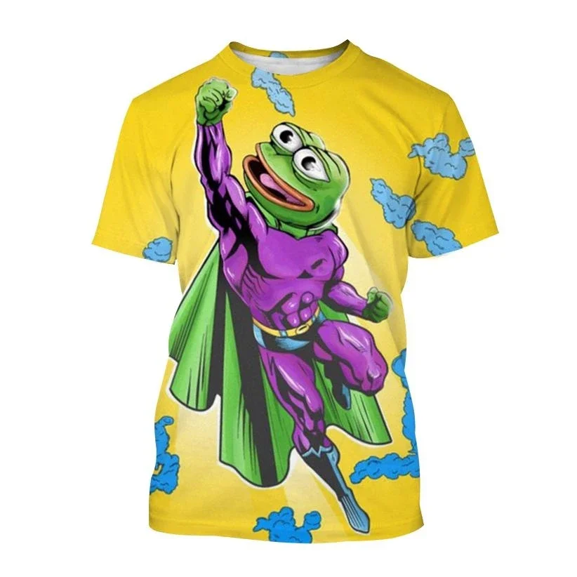 Fashion New Pepe Frog 3D Printed T-shirt Street Punk Cool Men's Casual Short Sleeves Summer Casual Women Kids T shirt