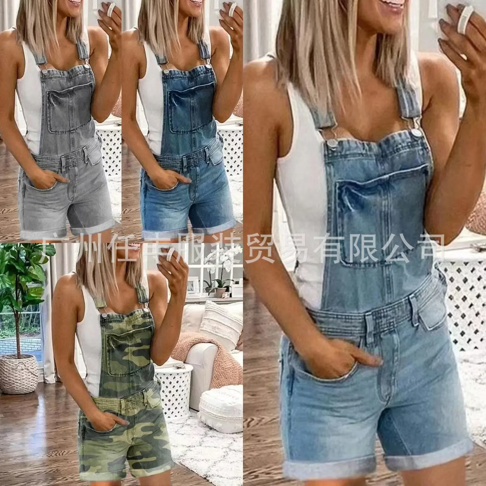 

Women Rompers Jeans Jumpsuits One Piece Overalls Washing Denim Shorts Button Loose Casual Pockets Knee Length 2025 Summer