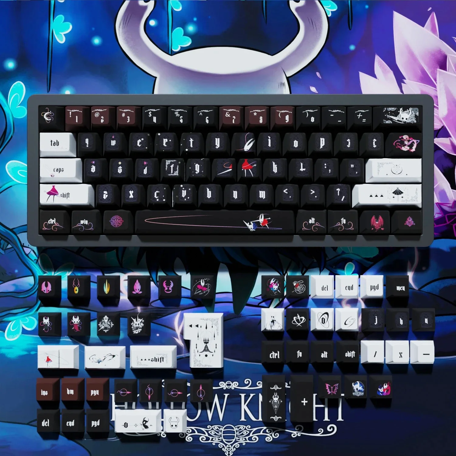 Hollow knight sublimation full five-sided keycaps original highly adapted wooting magnetic axis mechanical keyboard