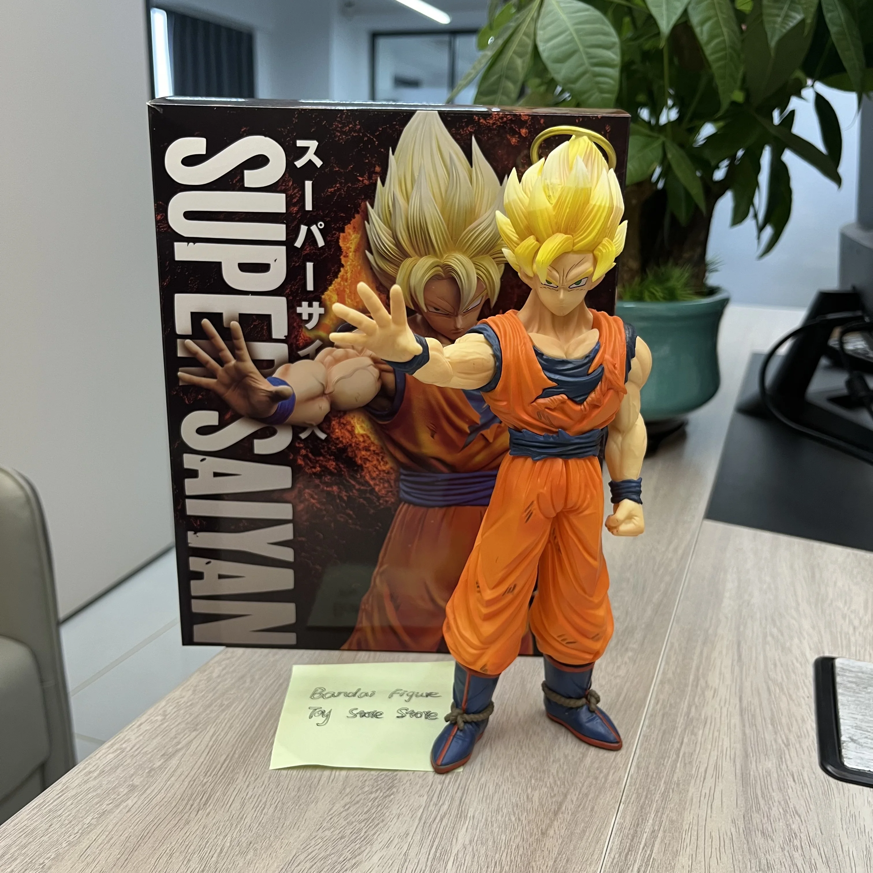 24.5cm Dragon Ball Goku Super Saiyan 2 Standing Position Anime Figure Model Gk Statue Collection  Ornament Toy Desk Decoration