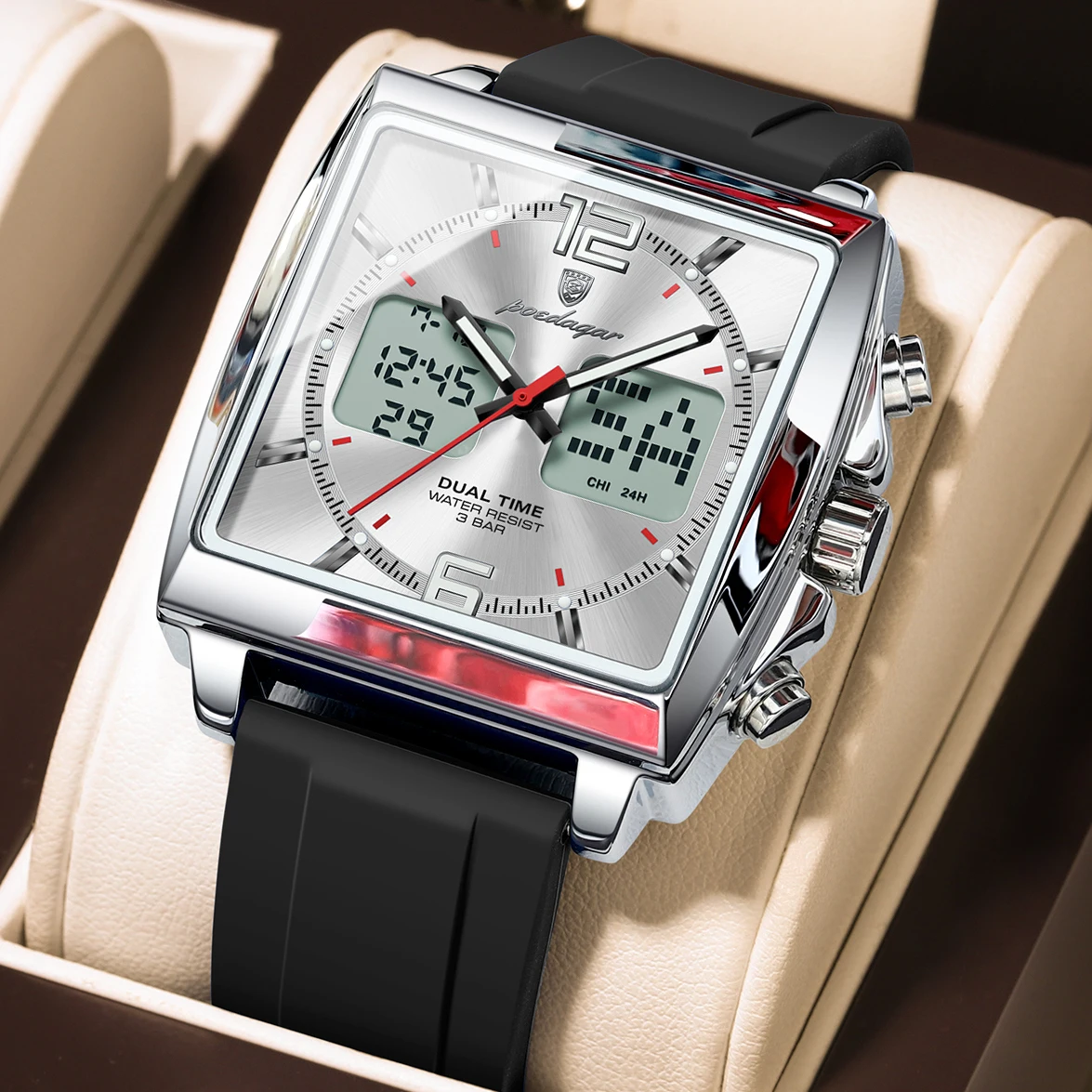 Men's Electronic Square LED Alarm Chronograph Watch