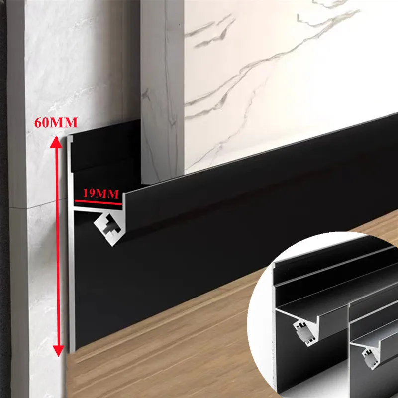 Eingebettetes Aluminium-LED-Profil, versteckte Trockenbau-Fußleiste, Kanal, Zuhause, lineares Dekor, Innenboden, Eckbeleuchtung, Sockellinie