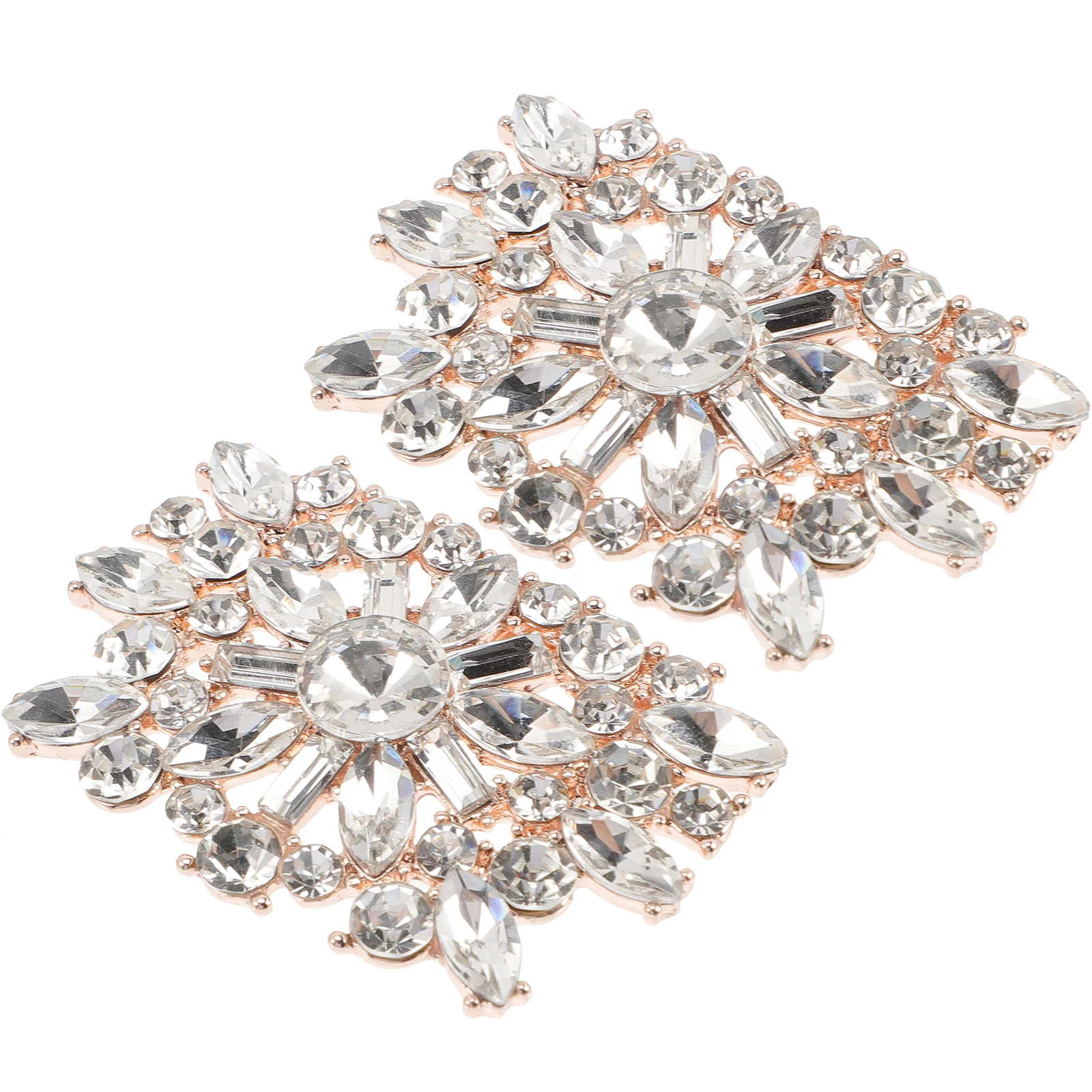 

2pcs Rhinestone Buckle Shoe Clips Glass Diamond Decorative Bridal Accessories Golden Wedding Prom Shoes Embellishments Jewelry