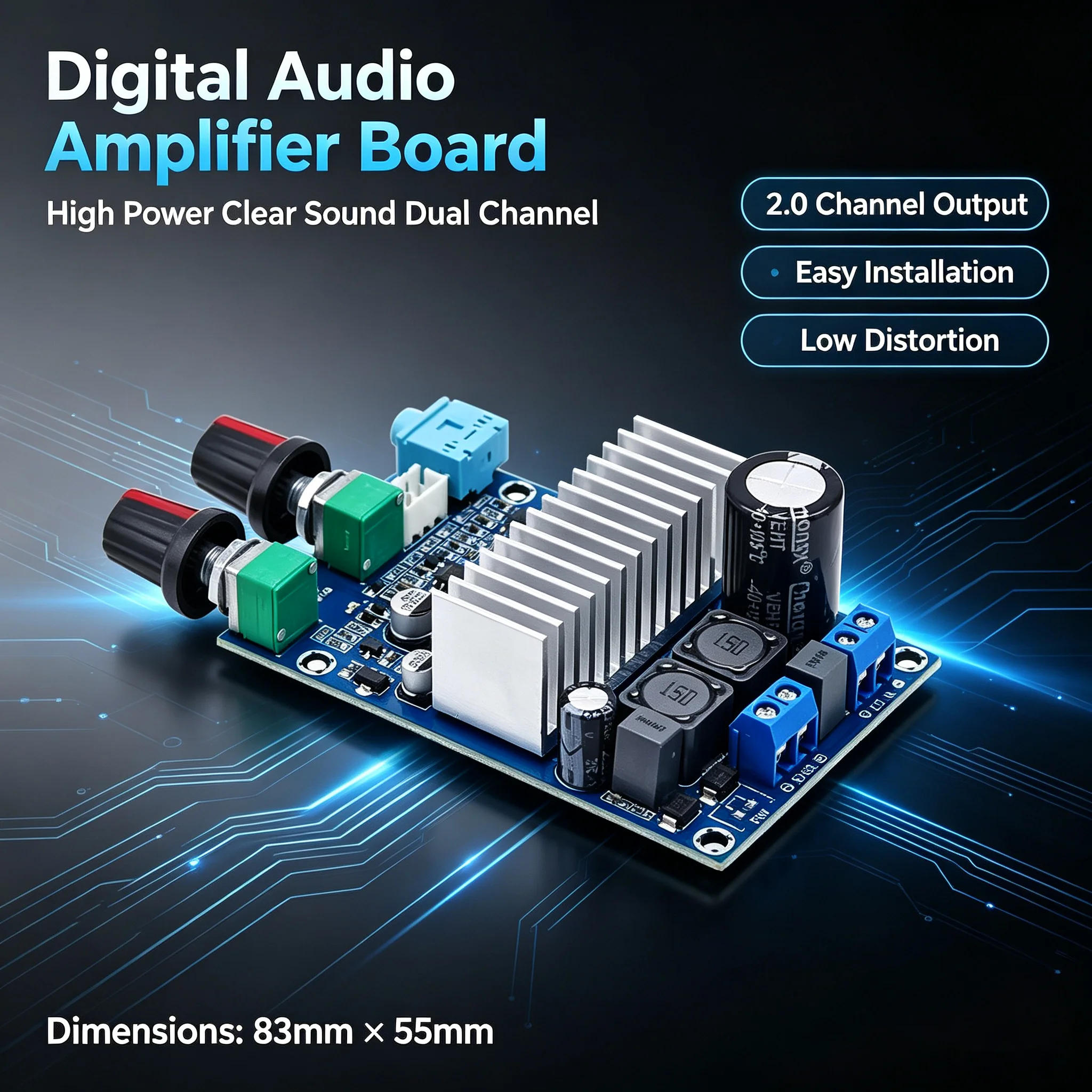 TPA3116D2 Mono Digital Audio Subwoofer Amplifier Board 12-24V DC Power for Home Car Speakers DIY Installation